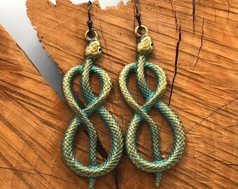 Snake Earrings, Snake Jewelry, Serpent Earrings, Vintage Snake Earrings, Long Snake Earrings, Spiritual Jewelry, Witchy Serpent Earrings