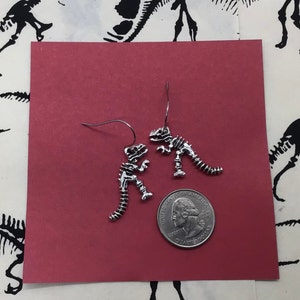 Dinosaur Earrings, T-Rex Earrings, Dinosaur Jewelry, Science Earrings, T-Rex Skeleton Earrings, Tyrannosaurus Rex, Cute T-Rex Earrings image 4