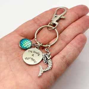Mermaid Keychain, Mermaid Bag Charm, Mermaid Zipper Pull, Mermaid Gift, Gift for Mermaid Lover, I’m Really A Mermaid Gift, Beach Lover Gift