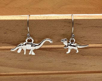 Dinosaur Earrings, Mismatched Dinosaur Earrings, Brontosaurus Earrings, T rex Earrings,  Dinosaur Gift, Cute Dinosaur Earrings, Dinosaurs