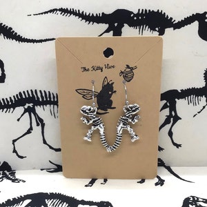 Dinosaur Earrings, T-Rex Earrings, Dinosaur Jewelry, Science Earrings, T-Rex Skeleton Earrings, Tyrannosaurus Rex, Cute T-Rex Earrings image 2