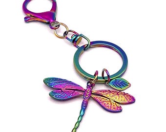 Dragonfly Keychain, Dragonfly Bag Charm, Dragonfly Gift, Iridescent Dragonfly Keychain, Spiritual Bag Charm, Symbolic Bag Charm, Summer Gift