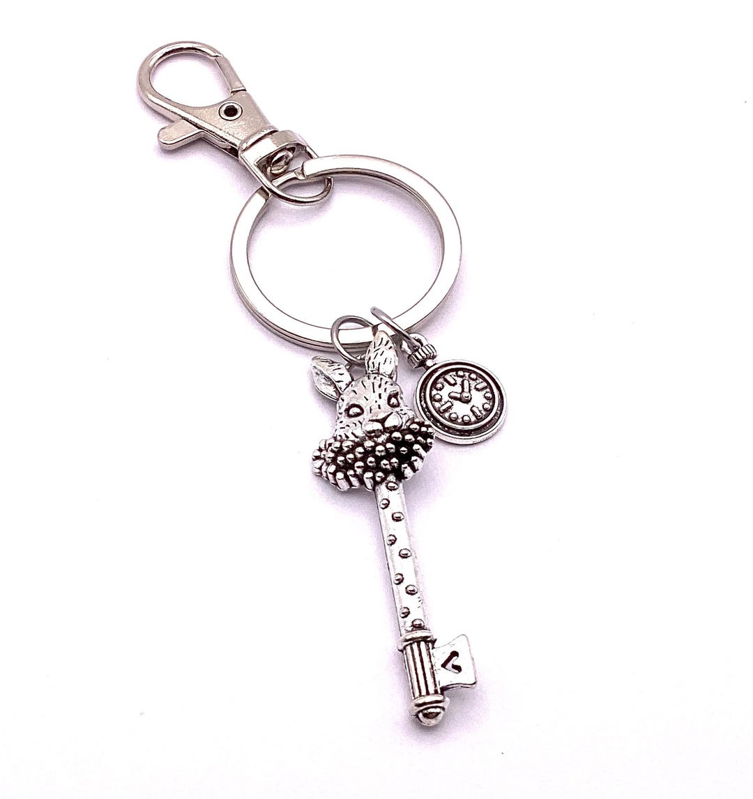 White Rabbit Keychain, White Rabbit Bag Charm, Alice in Wonderland Bag ...