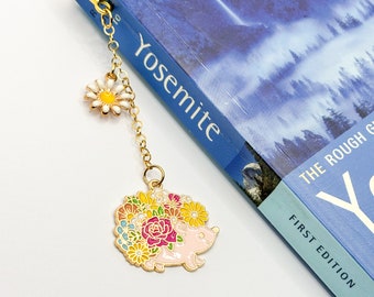 Floral Hedgehog Bookmark, Hedgehog Book Hook, Cute Hedgehog Gift, Gift for Book Lover, Cute Bookmark, Hedgehog Lover Gift, Hedgehog Gift
