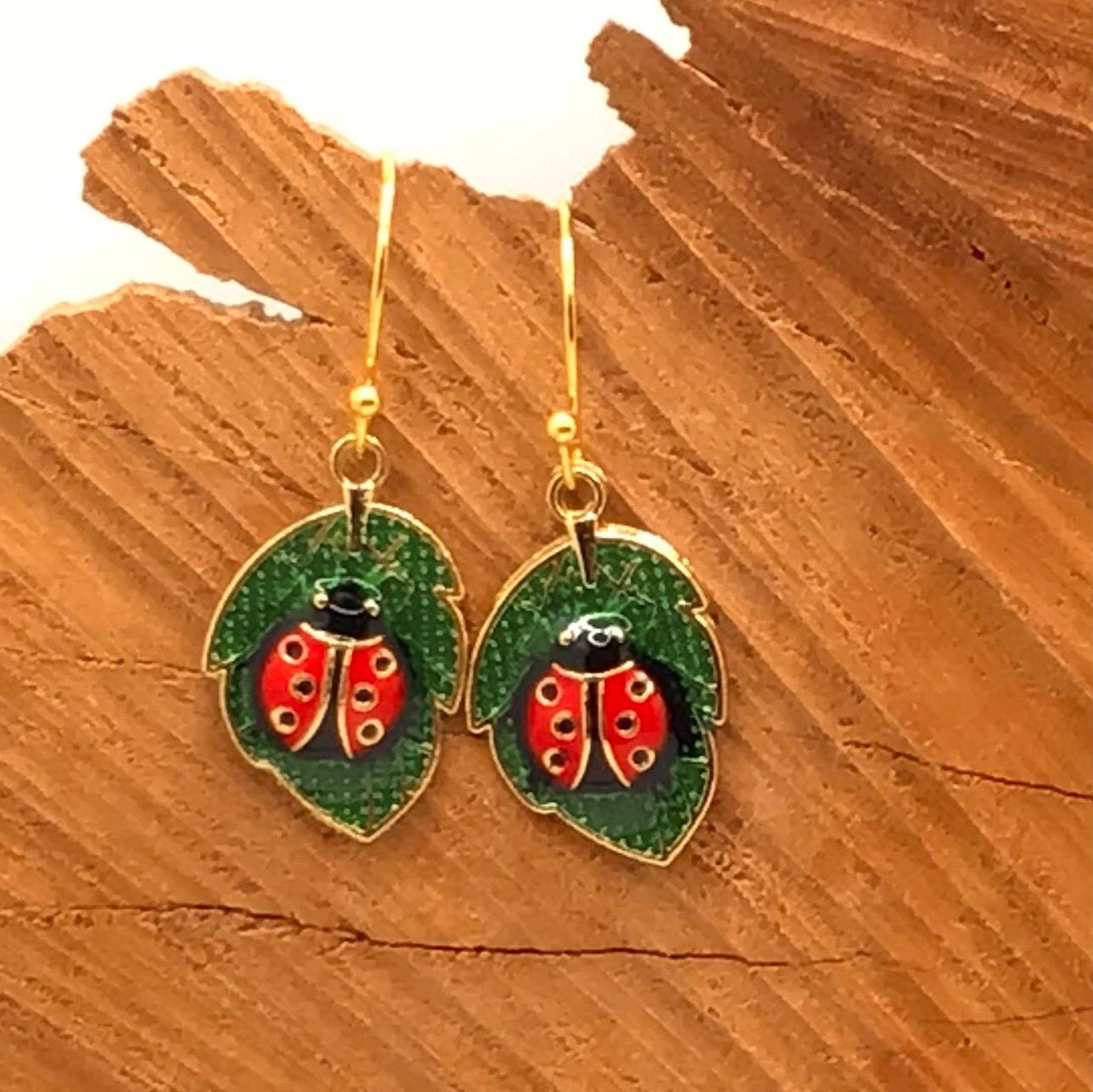 Ladybug Earrings, Ladybug Jewelry, Spring Earrings, Garden Earrings