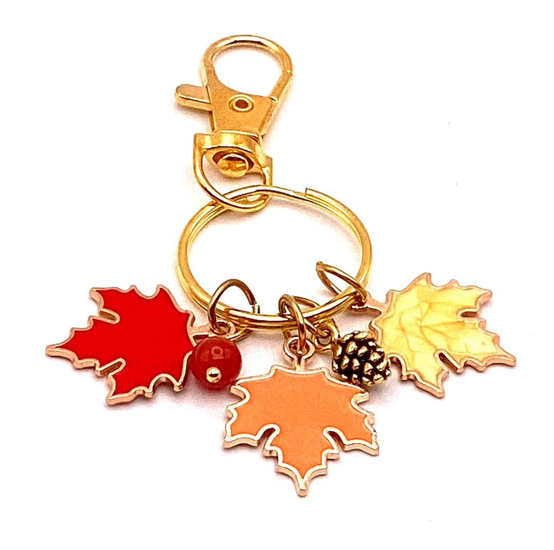 Leaf Bag Charm, Leaf Keychain, Autumn Bag Charm, Autumn Keychain, Fall ...