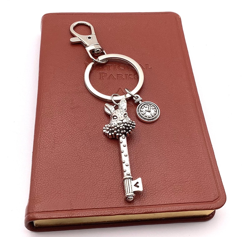 White Rabbit Keychain, White Rabbit Bag Charm, Alice in Wonderland Bag ...