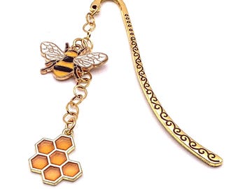 Honeybee Bookmark, Bee Bookmark, Bee and Honey Book Hook, Gift for Bee Lover, Gift For Book Lover, Book Club Gift, Gift for Student