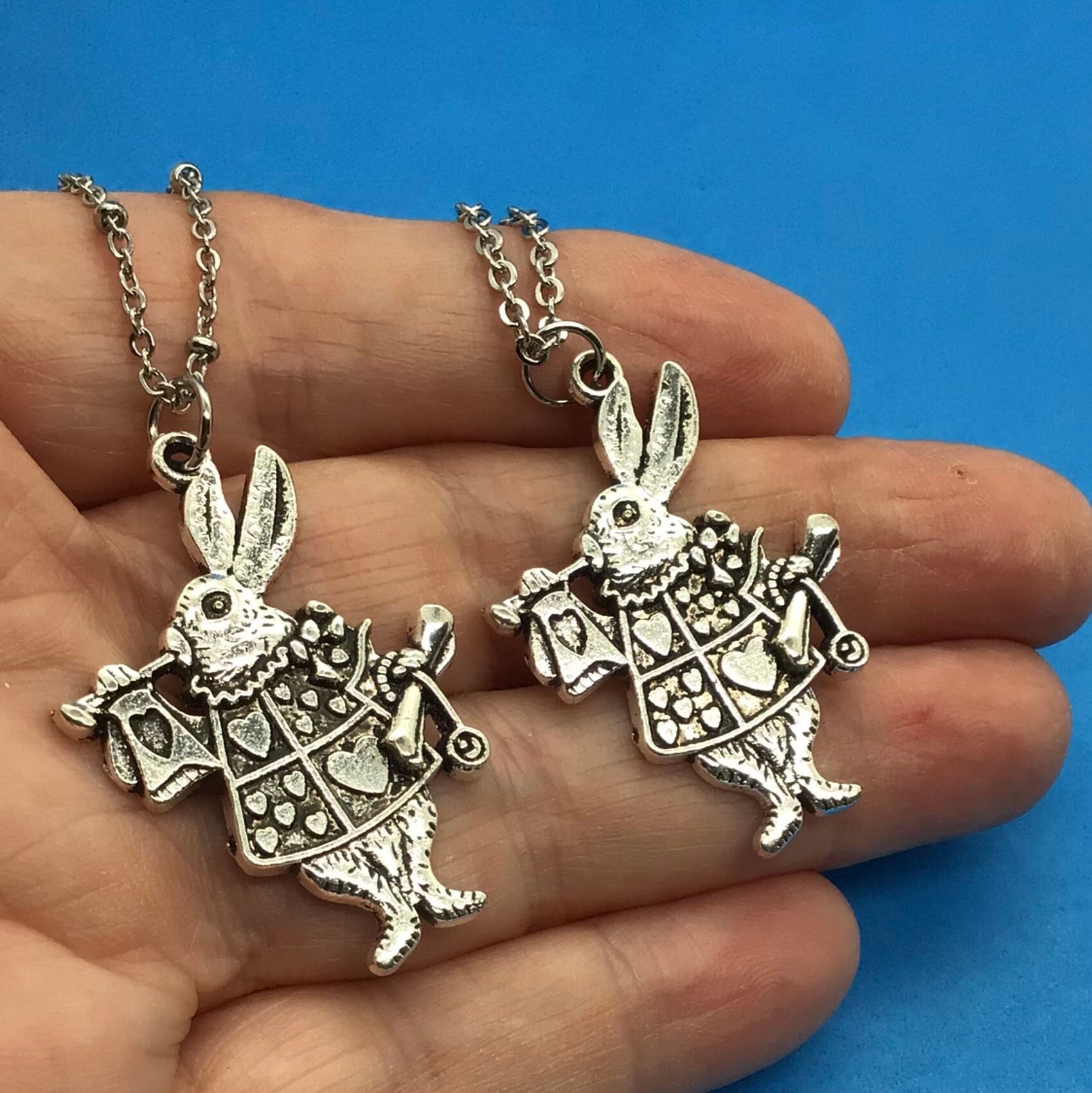 Alice in Wonderland Necklace, Large White Rabbit Necklace, White Rabbit Necklace,  Alice in Wonderland Jewelry, White Rabbit Jewelry