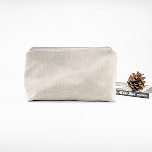 Natural Linen Cosmetic Bag, Make-up zipper bag