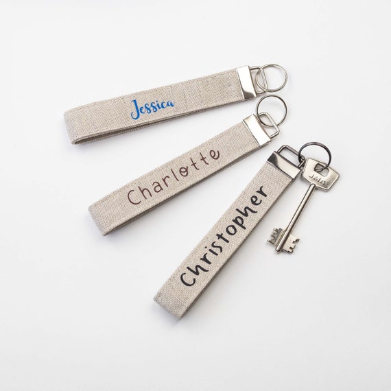 Personalized Keychain Fabric Key Fob Etsy
