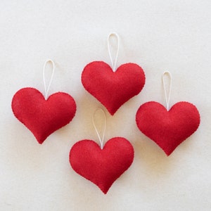 Red Felt Heart Ornament, Valentines Day Ornament image 4