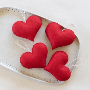 Red Felt Heart Ornament, Valentines Day Ornament image 2