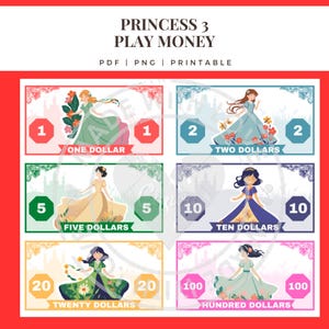 PRINCESS 3 Pretend Money Kids Play Printable