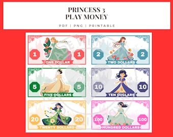 PRINCESS 3 Pretend Money Kids Play Printable