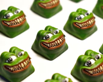 Mr. Pepe Keycap for Mechanical Keyboars, Resin smiling Pepe frog keycap.