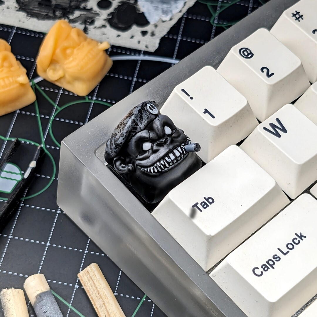 Mr Malik grayscale Artisan Keycap. Gorilla Keycaps Etsy