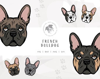 French Bull Dog SVG, Dog Face svg, French Bulldog SVG, Frenchie SVG, Printable Frenchie Clipart, Vector Dog Illustration, Cartoon Dog svg