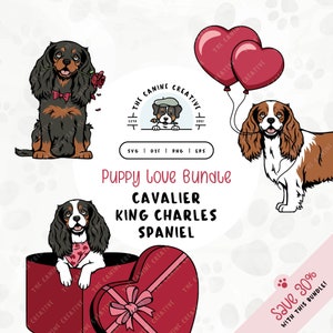 Dog Love SVG Bundle | Cavalier King Charles Spaniel Clipart | DIY Gift for Cavalier Mom, Valentines, or Anniversary | Gotcha Day Adoption