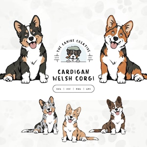 Corgi Dog SVG, Cardigan Welsh Corgi, Sitting Dog Clipart, Hand Drawn Dogs PNG, Dog Printable Art, Sublimation Design, Cricut Cut File