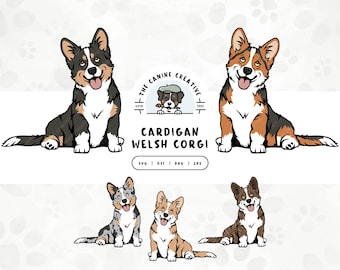 Corgi Dog SVG, Cardigan Welsh Corgi, Sitting Dog Clipart, Hand Drawn Dogs PNG, Dog Printable Art, Sublimation Design, Cricut Cut File