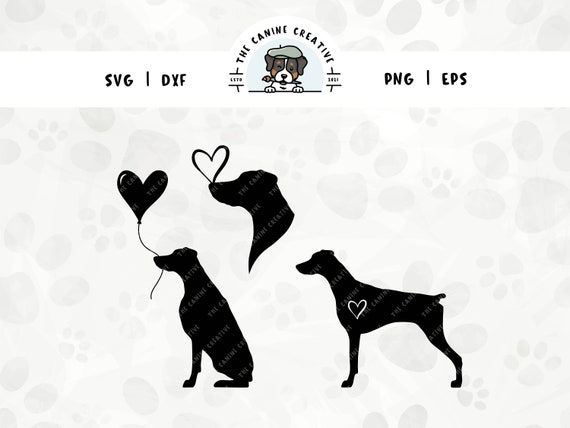 Doberman Art, Natural Ears Docked Tail, Dobie Valentines Day SVG, Dog Memorial Loss, Dog Heart Silhouette, Dog Mom PNG, Puppy Love Design