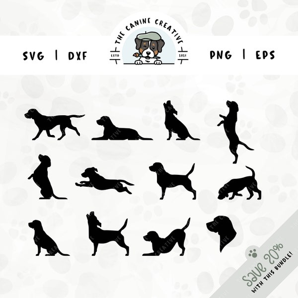 Beagle SVG Bundle | Portrait Side Profile Hound Dog Breed Silhouette Clipart PNG | DIY Gift for Dog Lover, Mama, Dad