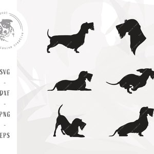 Wirehaired Dachshund SVG, Dog Breed Silhouette PNG, Dachshund png, Doxie svg, Wiener Dog SVG, Sausage Dog Printable Art, Cricut Cut File