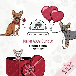 Dog Love SVG Bundle | Smooth Coat Chihuahua Clipart | DIY Gift for Chiwawa Mom, Valentines, or Anniversary | Gotcha Day Adoption PNG