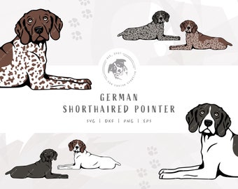 German Shorthaired Pointer SVG, GSP PNG, Dog Laying Down Clipart, Pet Portrait, Printable Dog Art, Dog Illustration, Cricut Cut File