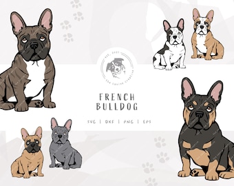 French Bull Dog SVG, French Bulldog SVG, Frenchie SVG, Sitting Dog svg, Printable Frenchie Clipart, Cartoon Dog svg, Vector Dog Illustration