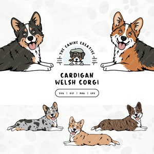 Corgi Dog SVG, Cardigan Welsh Corgi, Laying Down Dog Clipart, Hand Drawn Dogs PNG, Dog Printable Art, Sublimation Design, Cricut Cut File