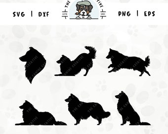 Grober Collie SVG | Shetland Sheepdog Rasse Silhouetten | Sheltie Clipart PNG - Portrait, Sitzen, Stehen, Verlegen, Laufen, Spielen