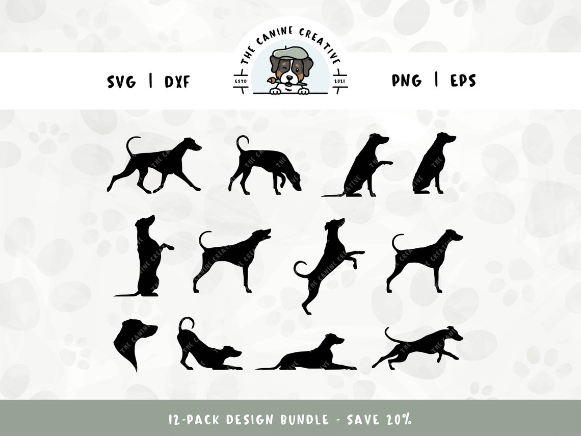 Doberman Silhouette SVG Bundle, Natural Ears Undocked Tail, Dobe Dog ...