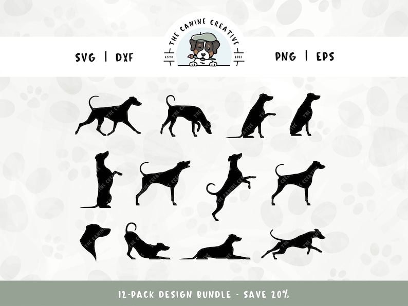 Doberman Silhouette SVG Bundle, Natural Ears Undocked Tail, Dobe Dog ...