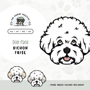 Bichon Frisé Face SVG | Tenerife Dog Head Clipart PNG | Cute Puppy Design | Printable Pet Illustration | DIY Gift for Dog Lover, Mama, Dad