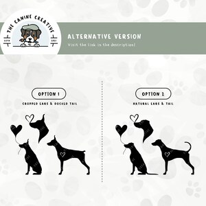Alternative, cropped ear/docked tail and natural ear/undocked tail Doberman design bundle variations also available. Link in the description.