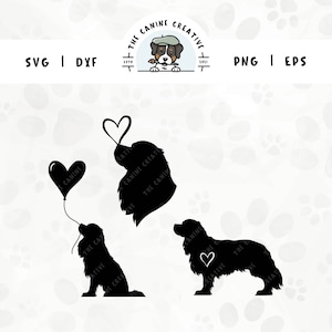 Lot Cavalier King Charles Spaniel SVG | Clipart Silhouette coeur chien | Cavalier Mom, Saint-Valentin, Cadeau DIY d'anniversaire | Gotcha Day PNG
