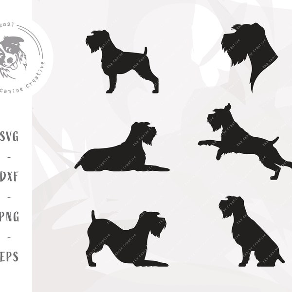Schnauzer SVG (Natural Floppy Ears), Dog Breed Silhouette SVG, Miniature Schnauzer Vector Clipart, Giant Schnauzer PNG, Dog Printable Art