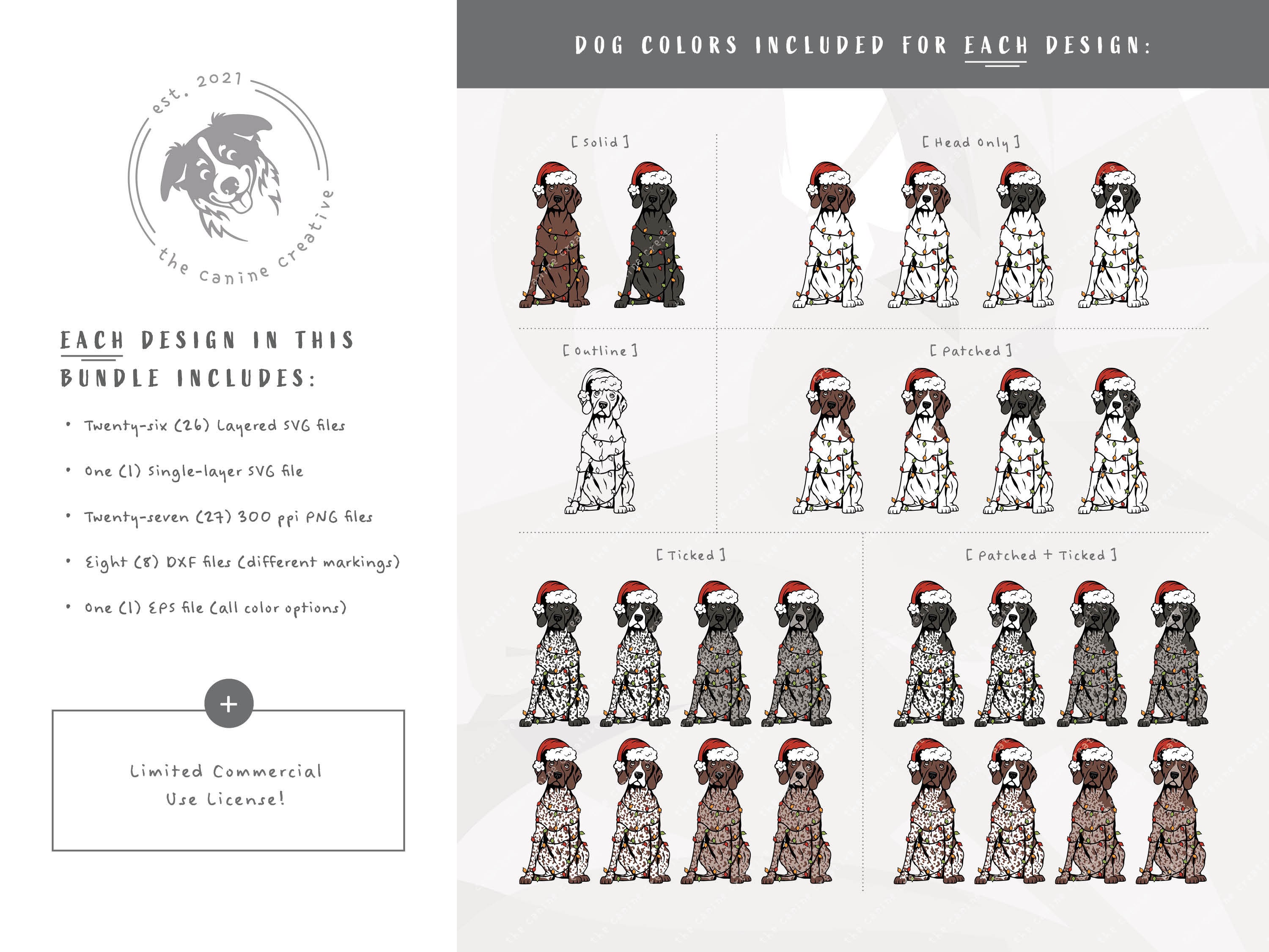 GSP Christmas SVG Gift Box Png Dog Santa Hat Art Tangled - Etsy