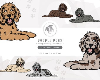 Doodle SVG, Laying Down Dog SVG, Merle Aussiedoodle png, Layered Goldendoodle SVG, Labradoodle Vector Clipart, Golden Doodle Sublimation Art