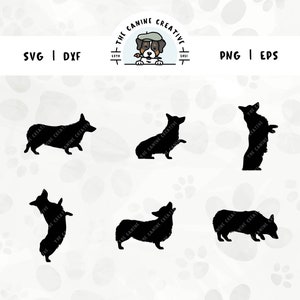 Corgi Dog SVG, Pembroke Welsh Corgi, Dog Breed Silhouette PNG, Walking Dog Design, Sniffing Dog Clipart, Jumping Begging Dog, Barking Dog