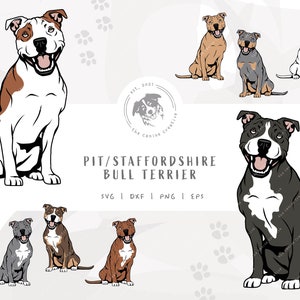 Pit Bull SVG, Staffordshire Dog Clipart, Sitting Dog SVG, Pittie SVG, Pitty png, Staffie svg, Staffy Vector, Printable Dog Illustration
