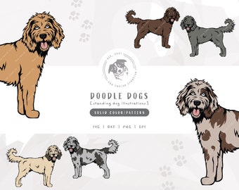 Doodle SVG, Standing Dog SVG, Merle Aussiedoodle png, Layered Goldendoodle SVG, Labradoodle Vector Clipart, Golden Doodle Sublimation Design