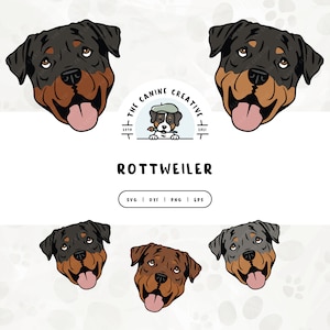 Rottweilers SVG, Rottweiler Head PNG, Dog Face Illustration, Rottie Vector, Dog Printable Art, Sublimation Design, Cricut Cut File