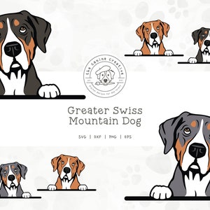 Greater Swiss Mountain Dogs SVG, Swissie Clipart, Peeking Dog PNG #1,  Printable Dog Art, Dog Breed Illustration, Layered Cricut Cut File