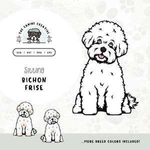 Sitting Bichon Frisé SVG | Tenerife Dog Clipart PNG | Cute Puppy Design | Printable Pet Illustration | DIY Gift for Dog Lover, Mama, or Dad