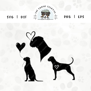 Boxer Dog with Tail SVG Bundle | Dog Heart Silhouette Clipart | DIY Gift for Boxer Mom, Valentines, Anniversary | Pet Gotcha Day PNG