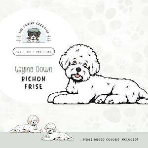 Laying Down Bichon Frisé SVG | Tenerife Dog Clipart PNG | Cute Puppy Design | Printable Pet Illustration | DIY Gift for Dog Lover, Mama, Dad