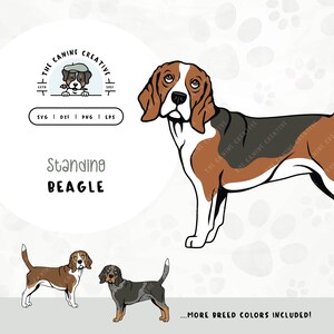 Standing Beagle SVG | Hound Dog Clipart PNG | Cute Puppy Design | Printable Pet Illustration | DIY Gift for Dog Lover, Mama, or Dad